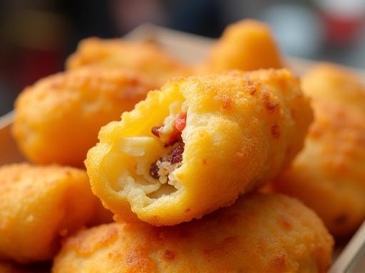 A delicious looking frittatina di pasta, a popular Neapolitan street food.
